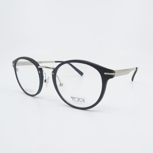 Tumi VTU025 02AN 50mm Matte Black-Grey Carbon Fiber/Silver Metal New Eyeglasses. - Picture 3 of 7